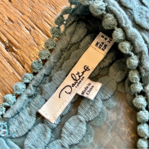 Teal Embroidered Dress with Sleeves - Picture 4 of 5